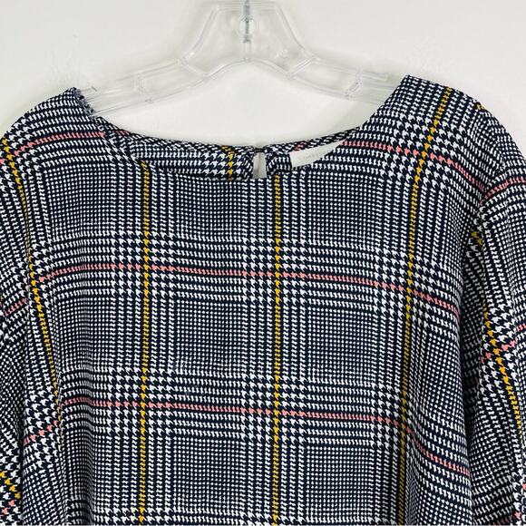 Charter Club black white pink plaid houndstooth chiffon lightweight top XXL - Picture 2 of 8